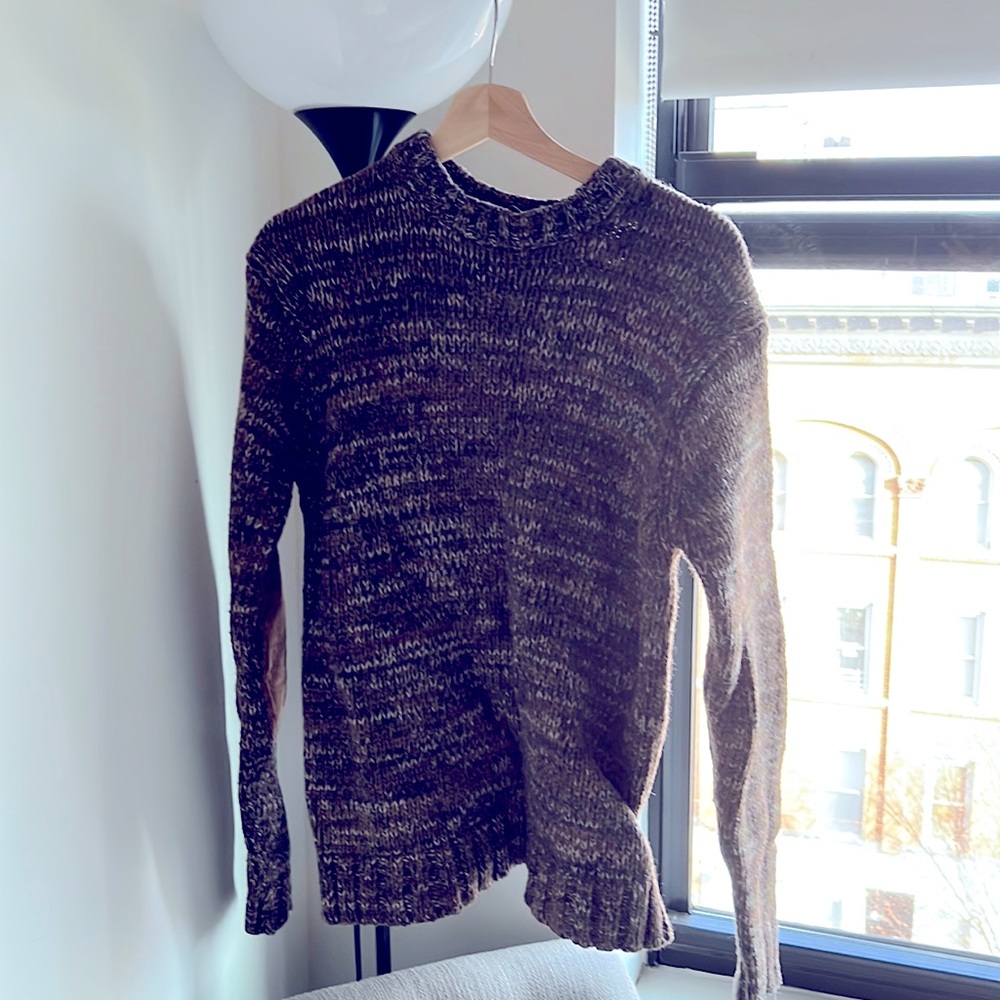 H&M Brown / patterned crew neck 67% lambs wool sweater